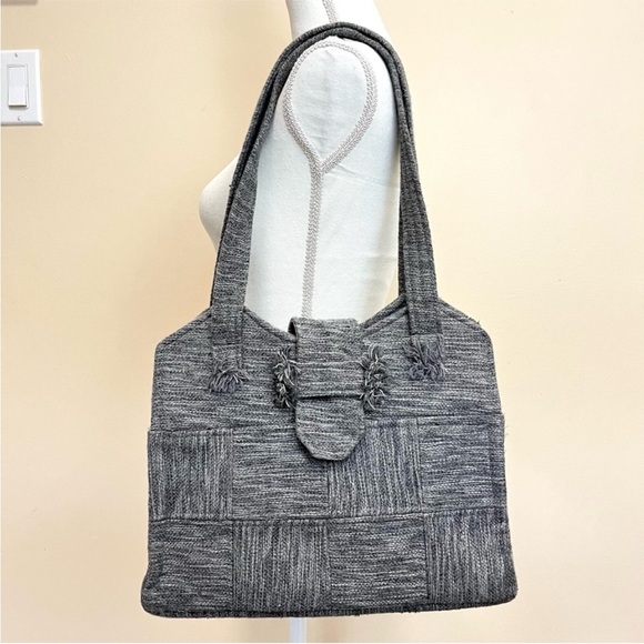 Vintage Au Terroir Hand Loomed Wool Tote Bag - Made in Quebec Canada 🇨🇦 - Picture 2 of 13